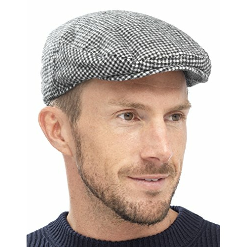 Tom Franks Mens Traditional Flat Cap Black White L/XL Funky Caps