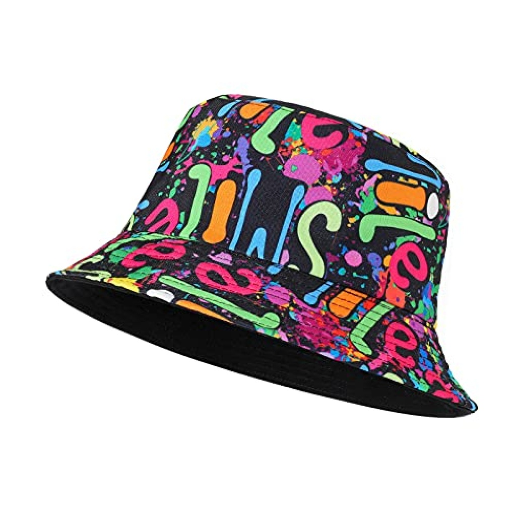 WALL-8-CC Unique Tye Dye Art Reversible Bucket Hat,Unisex Fisherman Hat