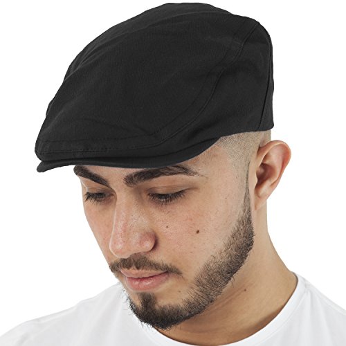 TOSKATOK Brushed Cotton Flat Cap Black Funky Caps Hats Shop