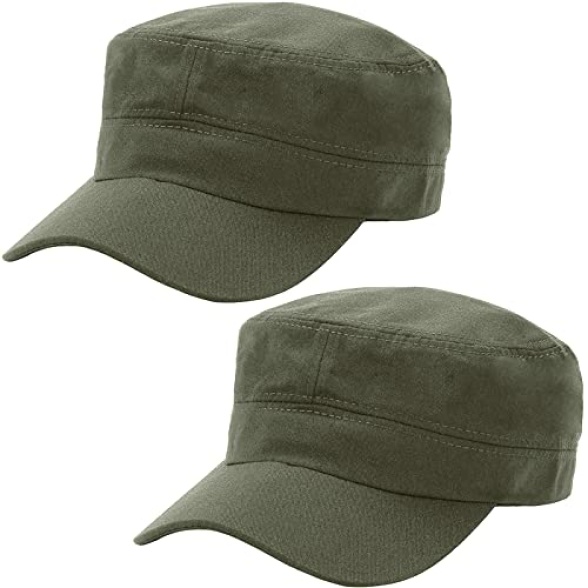 2 Pcs Unisex Cadet Army Cap Basic Everyday Military Style Hat Combat Cap Breathable Baseball Cap Adjustable Flat Top Cap for Men Women
