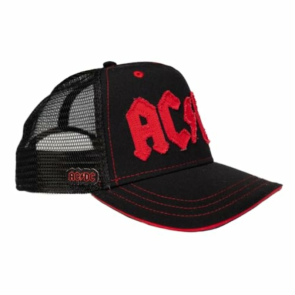 ACDC Distressed Embroidered Trucker Cap - 100% Recycled Polyester Black - Image 3