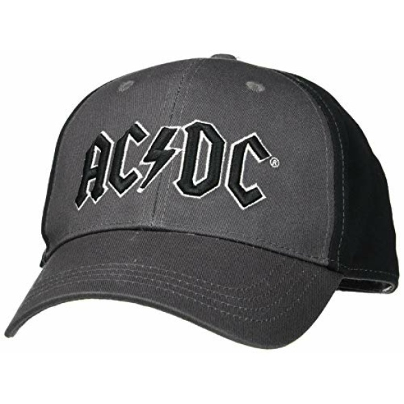 AC/DC Men's Black Logo (2 Tone) Baseball Cap Charcoal Grey