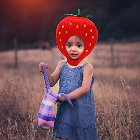 Alipis Strawberry Hat Funny Fruit Headwear: Strawberry Cosplay Cap One Size Strawberry Cap Plush Fun Fruit Hats Carnival Head Cover for Carnival Cosplay Dress Up - Image 7