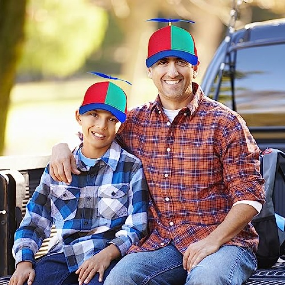 Aomig Propeller Hat, Adults Funny Helicopter Fisherman Hat with Propellers, Colorful Patchwork Rainbow Propeller Cap, Summer Sun Protection Sun Hat Propeller Outdoor Hat for Fancy Dress Party Gifts - Image 4