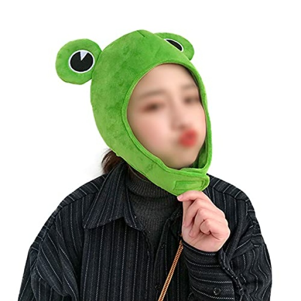 BHGT Frog Hat with Big Eyes Funny Costume Hat for Adults Novelty Hat Cartoon Plush Frog Headgear Cap Cute Cosplay Costume Dress Up Hat for Women Men Winter Festival Carnival Party Favor Photo Props - Image 3