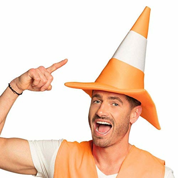 Boland 10235851 59 33007 Hat, Headpiece, Traffic Cones, Theme Party, Carnival, Orange White - Image 3