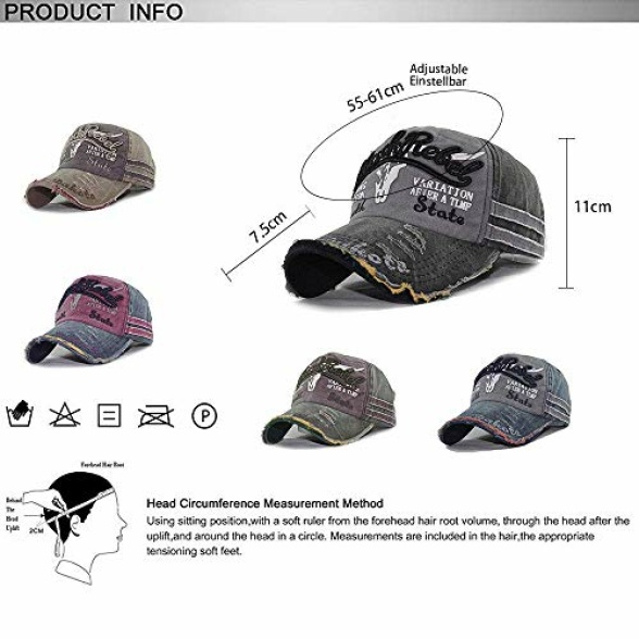 CheChury Cap Summer Cap Vintage Cotton Baseball Cap Unisex Distressed Snapback Trucker Hat - Image 4