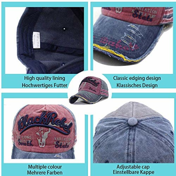 CheChury Cap Summer Cap Vintage Cotton Baseball Cap Unisex Distressed Snapback Trucker Hat - Image 6