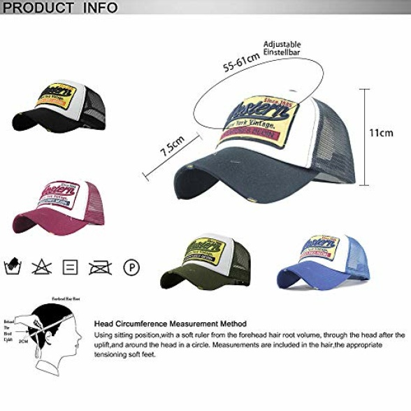 CheChury Unisex Baseball Cap Foldable Mesh Hats Vintage Trucker Cap Embroidered Distressed Casual Outdoor Sport Hats - Image 6