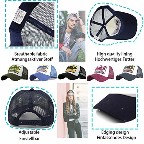 CheChury Unisex Baseball Cap Foldable Mesh Hats Vintage Trucker Cap Embroidered Distressed Casual Outdoor Sport Hats - Image 7