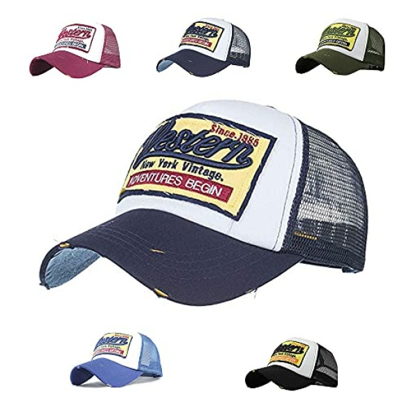 CheChury Unisex Baseball Cap Foldable Mesh Hats Vintage Trucker Cap Embroidered Distressed Casual Outdoor Sport Hats