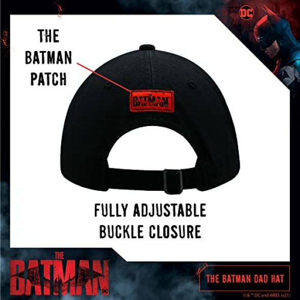 Concept One Unisex's The Batman Dad Hat, Embroidered Logo Baseball Cap with Flat Brim, Black, One Size - Image 4