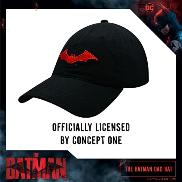 Concept One Unisex's The Batman Dad Hat, Embroidered Logo Baseball Cap with Flat Brim, Black, One Size - Image 5