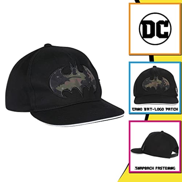 DC Comics Batman Camo Bat Baseball Cap, Kids, One Size, Black, Official Merchandise - Image 3
