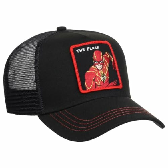 DC Comics Flash A-Frame Trucker Adjustable Snapback Cap blk/red, Black/Red, One size - Image 4