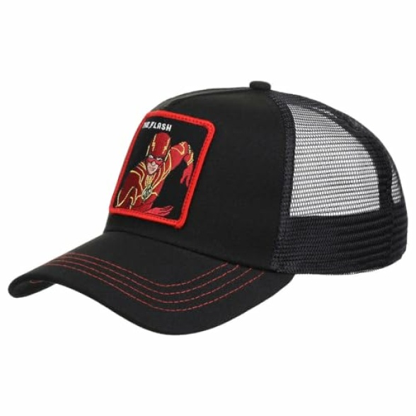 DC Comics Flash A-Frame Trucker Adjustable Snapback Cap blk/red, Black/Red, One size