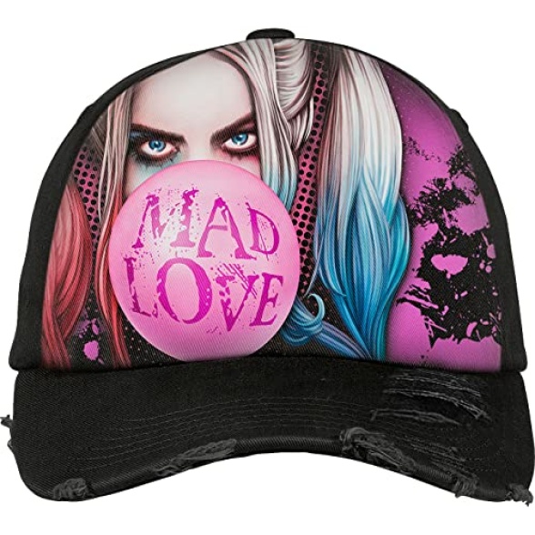 DC Comics - Harley Quinn - Mad Love - Baseball Caps Distressed with Metal Clasp - L Black