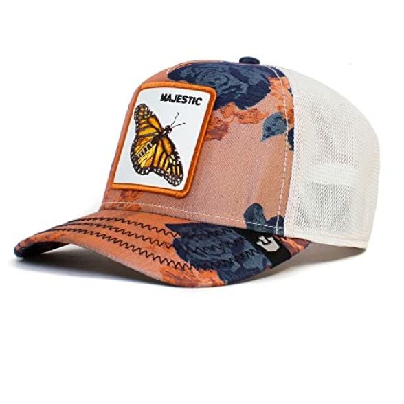 Goorin Bros. The Farm Kaleidoscope Collection Unisex Adjustable Trucker Cap, Orange (Monarchy of Roses), One Size