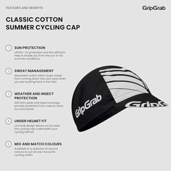 GripGrab Classic Cotton Summer Cycling Cap Retro Style Under Helmet Bicycle Hat Road Mountain Gravel Bike Headwear - Image 3