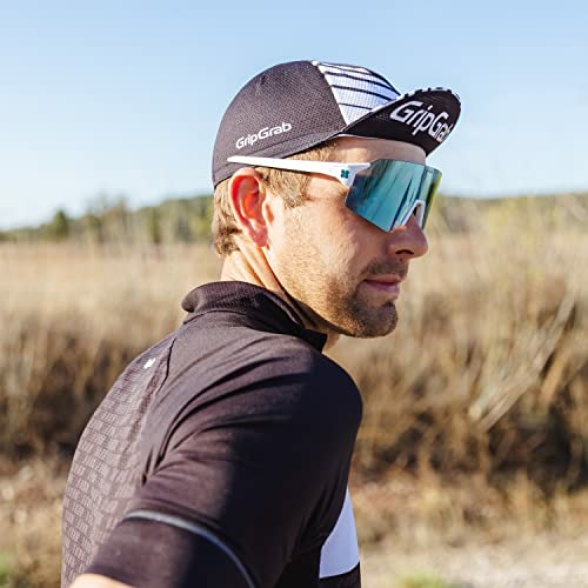 GripGrab Lightweight Summer Cycling Cap UV-Protection Under-Helmet Visor Mesh Hat Thin Breathable SPF Bicycle Headwear Black/White - Image 6