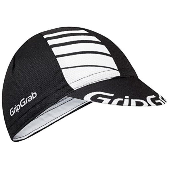 GripGrab Lightweight Summer Cycling Cap UV-Protection Under-Helmet Visor Mesh Hat Thin Breathable SPF Bicycle Headwear Black/White