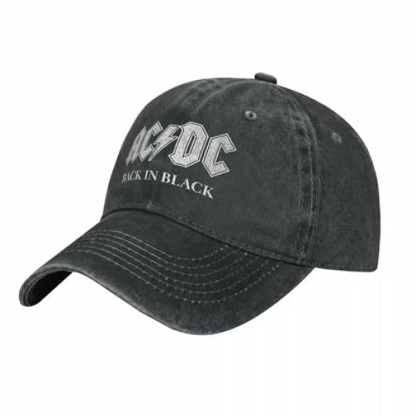 Hat Fashion Hip Hop AC-DC Back in Black Unisex Baseball Cap Distressed Washed Cap Fashion Outdoor Running Golf Snapback Hat Birthday Gift - Image 3