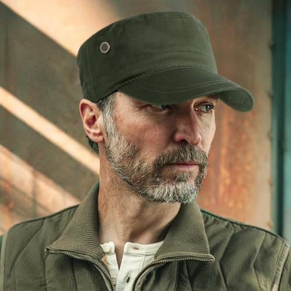 Military Hats for Men - Army Cadet Patrol Cap Short Brim Flat Top Hat Summer Breathable Adjustable - Image 6