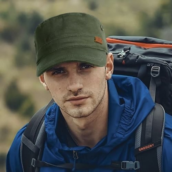 Military Hats for Men - Army Cadet Patrol Cap Short Brim Flat Top Hat Summer Breathable Adjustable - Image 7