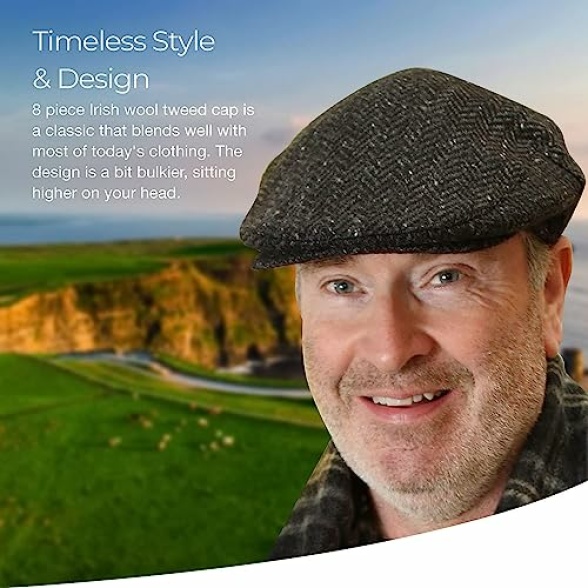 Irish Touring Cap Made in Ireland Fitted Slim Fit Genuine Tweed - Image 7