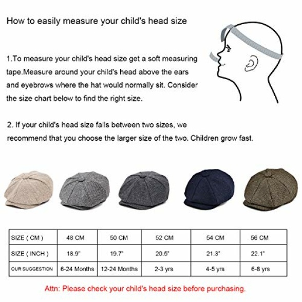 JANGOUL Boys Vintage Newsboy Cap Tweed Flat Beret Cabbie Hat for Kids Toddler Pageboy - Image 8
