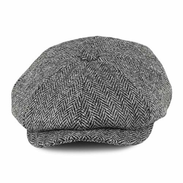 Jaxon & James Harris Tweed Castlebay Newsboy Cap - Black-Grey - Image 3