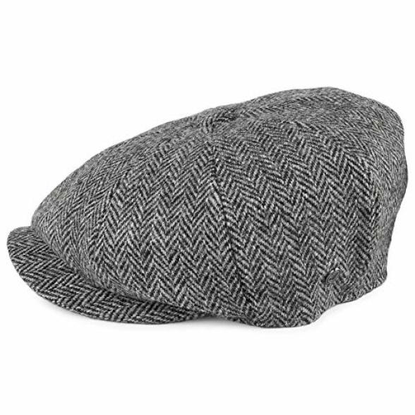Jaxon & James Harris Tweed Castlebay Newsboy Cap - Black-Grey - Image 4