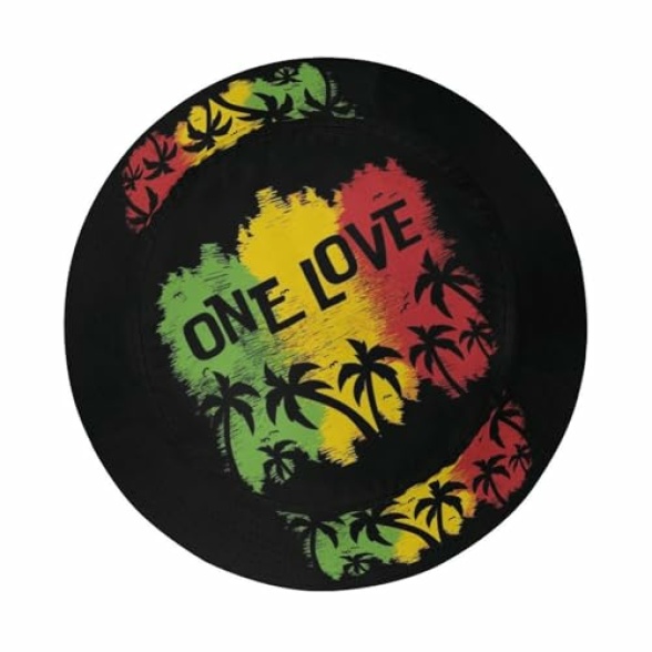JopaJre 1 Love Music Reggae Rasta Bucket Hat for Women Men Sun Cap Fisherman Hat Packable Beach Caps Travel Outdoor - Image 4