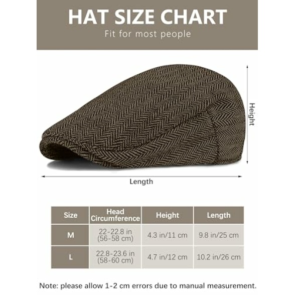 KUTTOR 4 Pieces Men's Herringbone Flat Newsboy Hat Classic Newsboy Cap Trendy Flat Cap for Outdoor Daily Use - Image 3