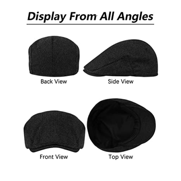 KUTTOR 4 Pieces Men's Herringbone Flat Newsboy Hat Classic Newsboy Cap Trendy Flat Cap for Outdoor Daily Use - Image 5