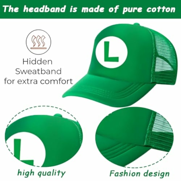 LGQHCE Marrio Baseball Cap, 2PCS Marrio Children Sun Hat Cartoon Adjustable Baseball Cap Cartoon Peaked Cap Flat Brim Baseball Cap Hat Summer Accessories Gifts for Children's 2 to 8 Years Old Black - Image 4