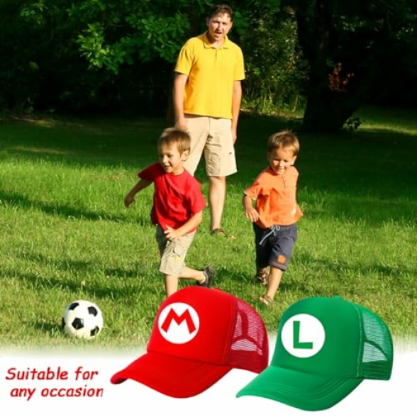 LGQHCE Marrio Baseball Cap, 2PCS Marrio Children Sun Hat Cartoon Adjustable Baseball Cap Cartoon Peaked Cap Flat Brim Baseball Cap Hat Summer Accessories Gifts for Children's 2 to 8 Years Old Black - Image 5