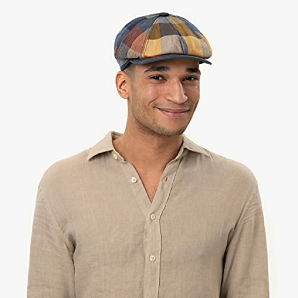 Lierys City Bic Leather Piping Flat Cap Men - Made in Italy hat Newsboy Men´s with Peak, Lining Spring-Summer - Image 4