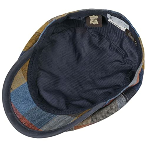 Lierys City Bic Leather Piping Flat Cap Men - Made in Italy hat Newsboy Men´s with Peak, Lining Spring-Summer - Image 5