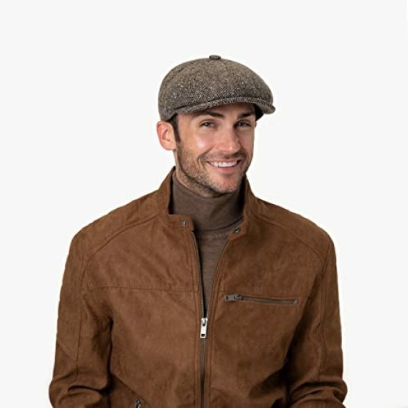 Lierys Ladies'/Men's Tweed Winter Peaked Cap - Italian-Made Flat Cap - New-Wool Cap - Flecked Winter hat with Inner Lining - Fall/Winter Flat Cap - Ivy Cap - Image 3