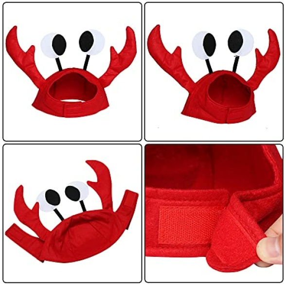 Lobster Cap Red Party Hat Funny Animal Fancy Dress Hats Adjustable Animal Cosplay Hat + Red Wine Bow Tie for Halloween Christmas Easter Party Decoration Adult Boys Girls - Image 4