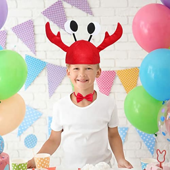 Lobster Cap Red Party Hat Funny Animal Fancy Dress Hats Adjustable Animal Cosplay Hat + Red Wine Bow Tie for Halloween Christmas Easter Party Decoration Adult Boys Girls - Image 5