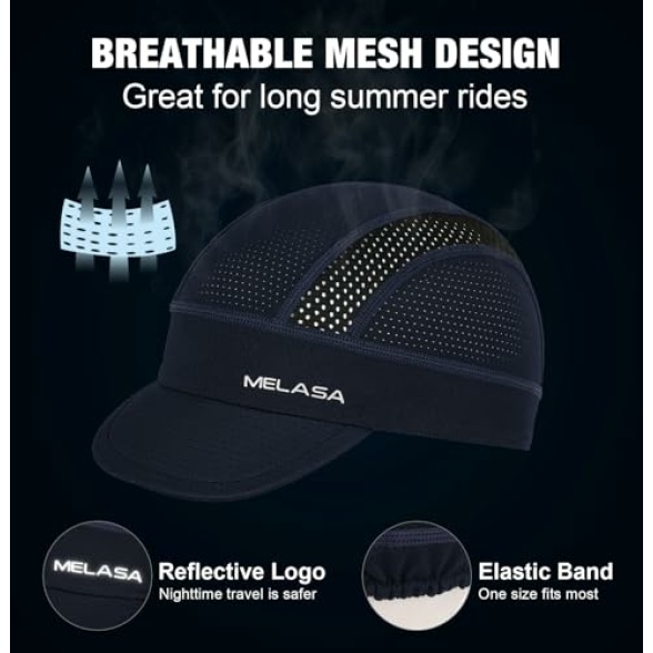 MELASA Cycling Caps Under Helmet, Cooling Mesh Bike Skull Cap with Sun Visor, Sun Protection Cycle Hat for Cycling Running - Image 3