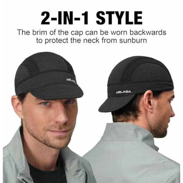 MELASA Cycling Caps Under Helmet, Cooling Mesh Bike Skull Cap with Sun Visor, Sun Protection Cycle Hat for Cycling Running - Image 5