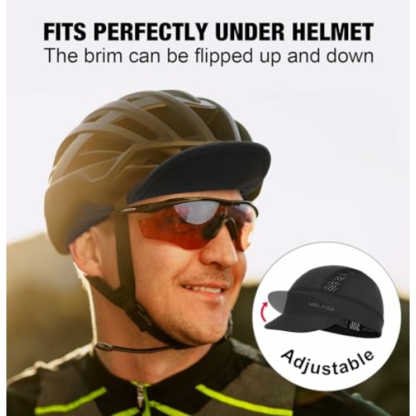 MELASA Cycling Caps Under Helmet, Cooling Mesh Bike Skull Cap with Sun Visor, Sun Protection Cycle Hat for Cycling Running - Image 6