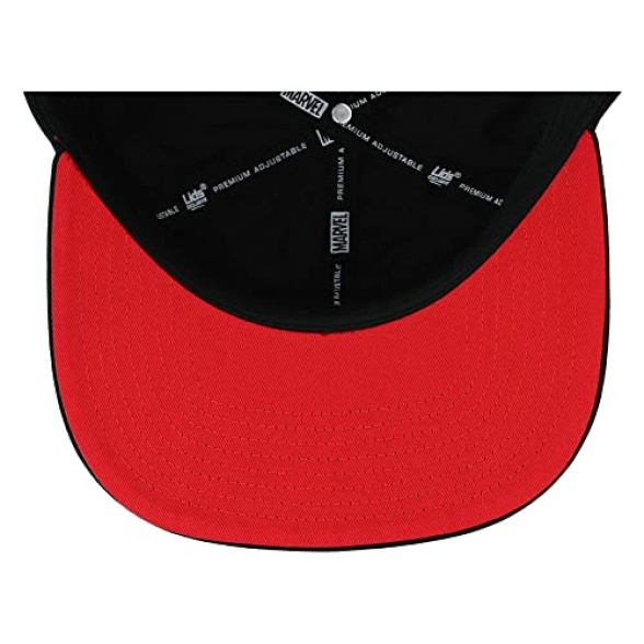 Marvel Avengers Adult All Over Adjustable Snapback Flat Bill Cap, Black/Red Underbill, One size - Image 6