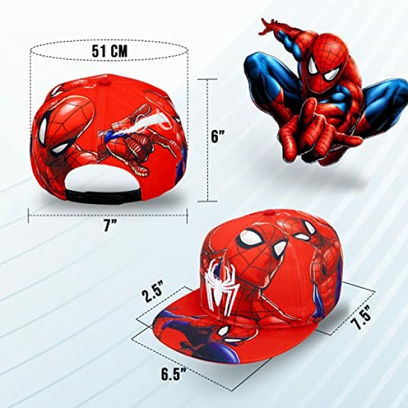 Marvel Comics Mens Spiderman Character Costume Embroidered/Printed Snapback Flatbrim Baseball Cap Hat - Image 4