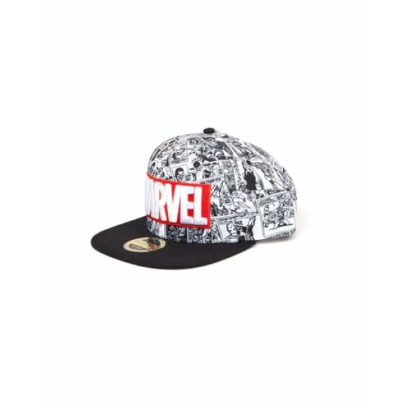 Marvel Logo and Comic Pattern Snapback Baseball Cap, Grey (Grey Grey), One Size - Image 4