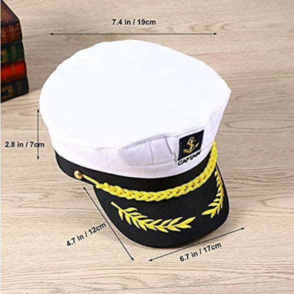 Mebber Captain Yacht Hat with Adjustable Snapback & Gold Embroidery Anchor Skippers Cap for Club Pub Party Costume Accessory (White) - Image 3