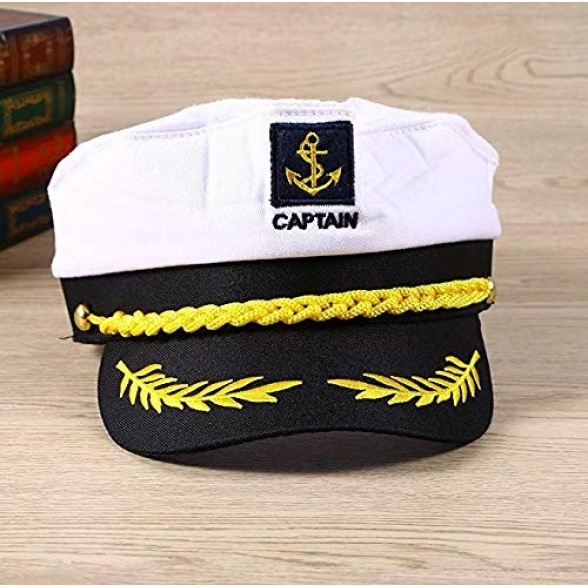 Mebber Captain Yacht Hat with Adjustable Snapback & Gold Embroidery Anchor Skippers Cap for Club Pub Party Costume Accessory (White) - Image 5